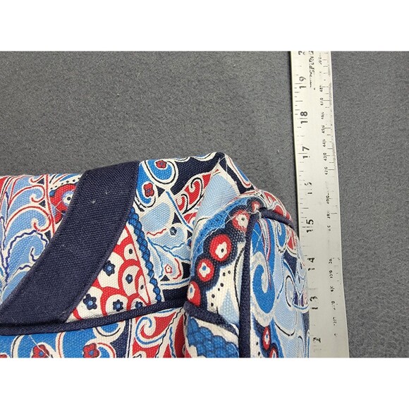 Vera Bradley Tote Bag Womens Medium Blue Red Paisley Canvas Shoulder Purse - Picture 4 of 14